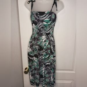 CARNIVAL FASHION Elegant Peacock Feather Strapless Dress(#1,067)